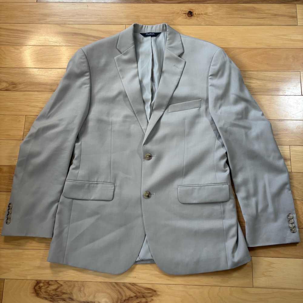 Jos A Bank Traveler Suit Jacket Mens Sz 40R Taupe 100% Wool Tailored Fit Blazer - Picture 3 of 9